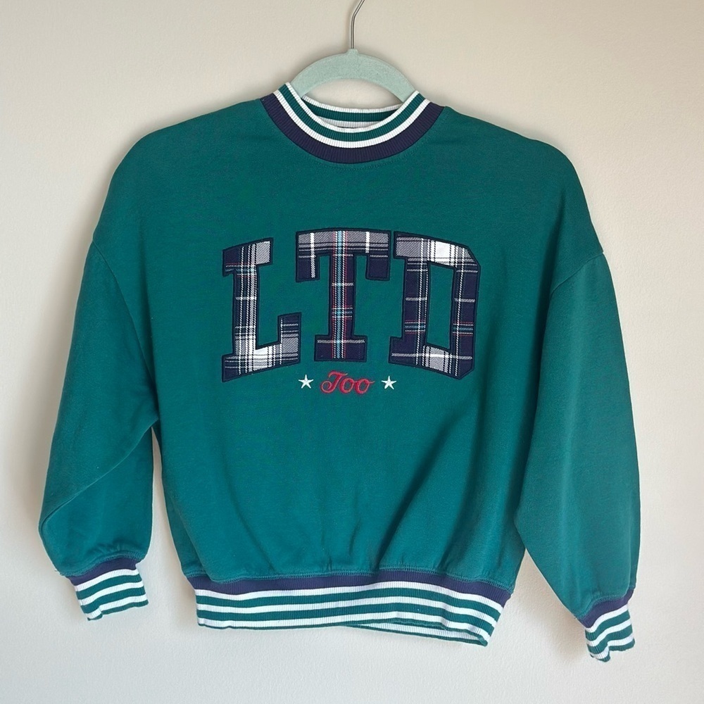 Limited Too - Girls - Crewneck Sweatshirt - Size Small (7/8) Green Plaid - Picture 2 of 9
